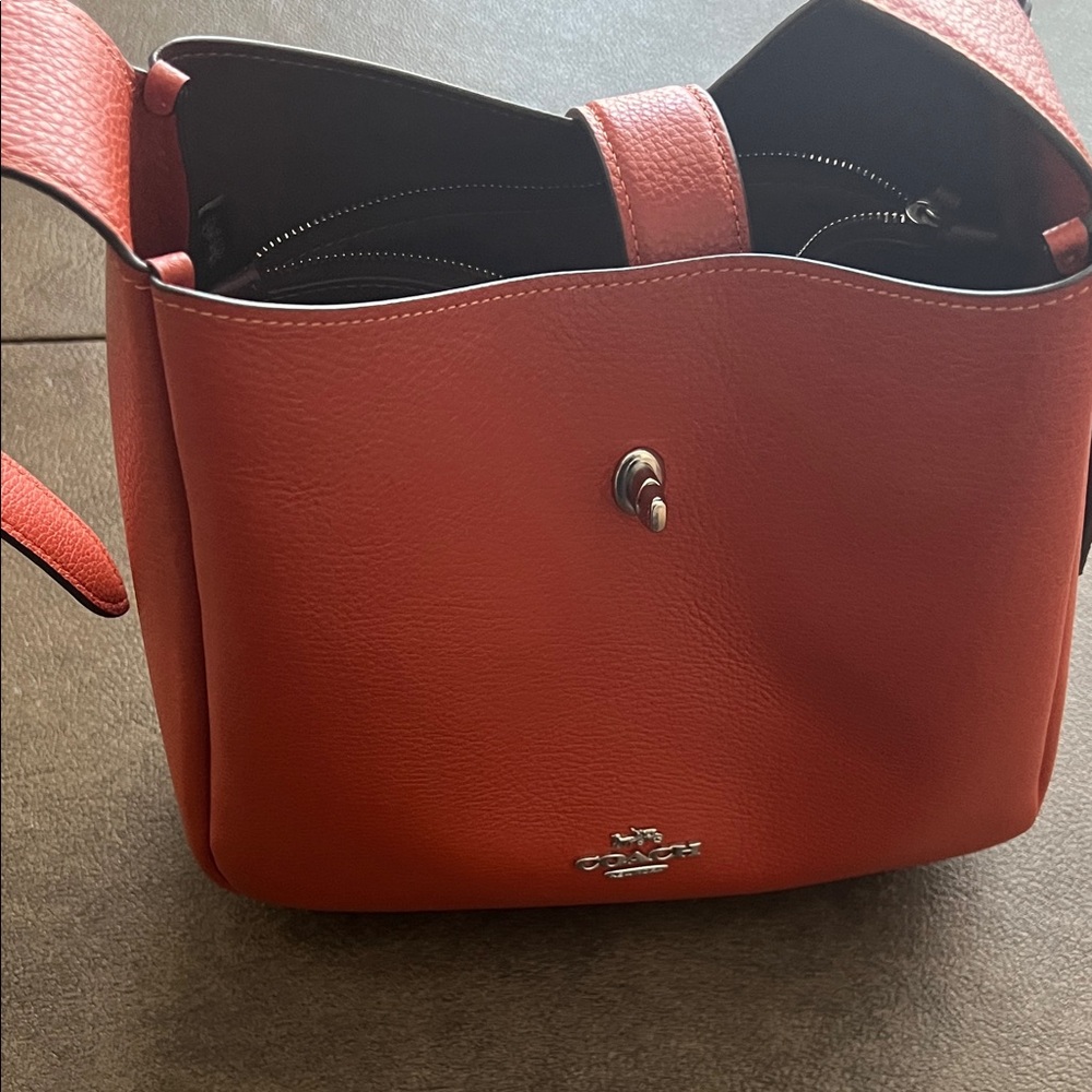 Coach Vibrant orange/pumpkin color Leather Shoulder Bag